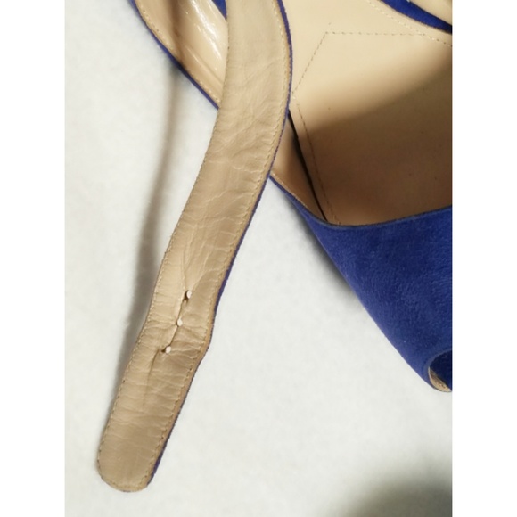 Prada Milano Blue Suede Peep Toe Pumps Heels 9.5 - Picture 5 of 5